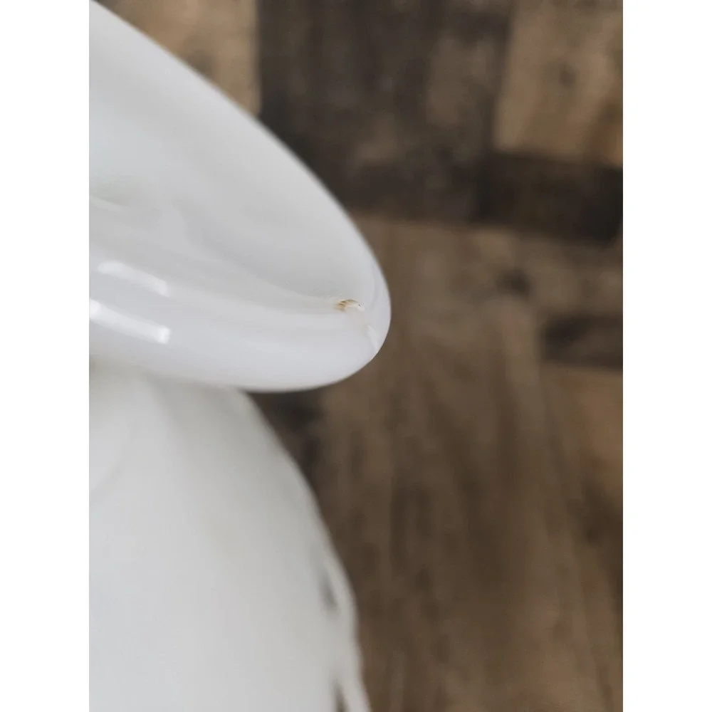 Vintage White Milk Glass Lace Edge Pedestal Cake Stand Compote Dish 10.5 Inch